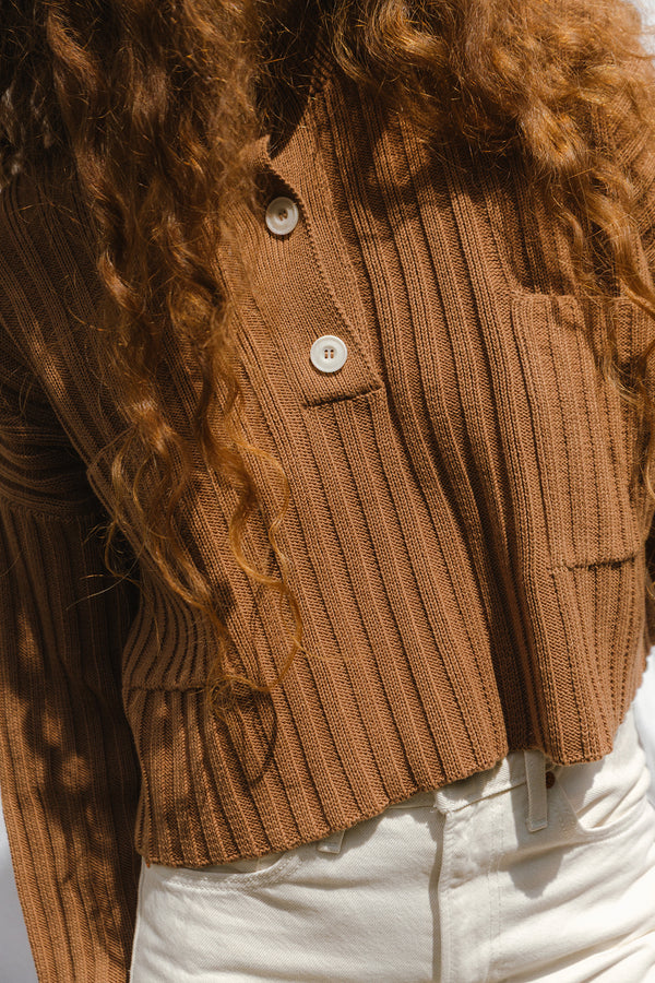 FRANKA ribbed jumper / organic cotton / carob