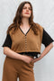 ZULMA vest top cardigan / organic cotton / carob