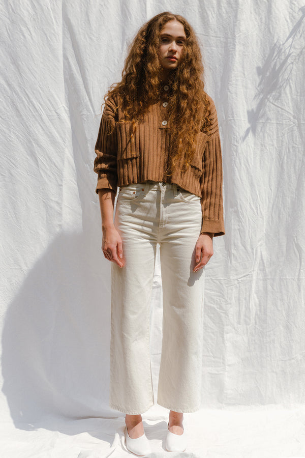 FRANKA ribbed jumper / organic cotton / carob