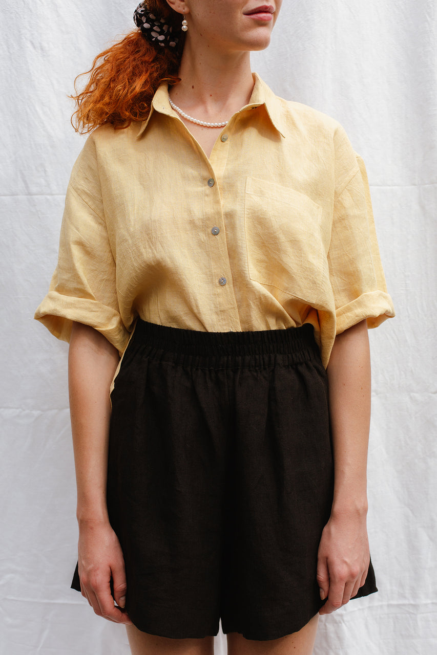 RITA shirt / indian linen / buttercup / samples / 2 sizes available