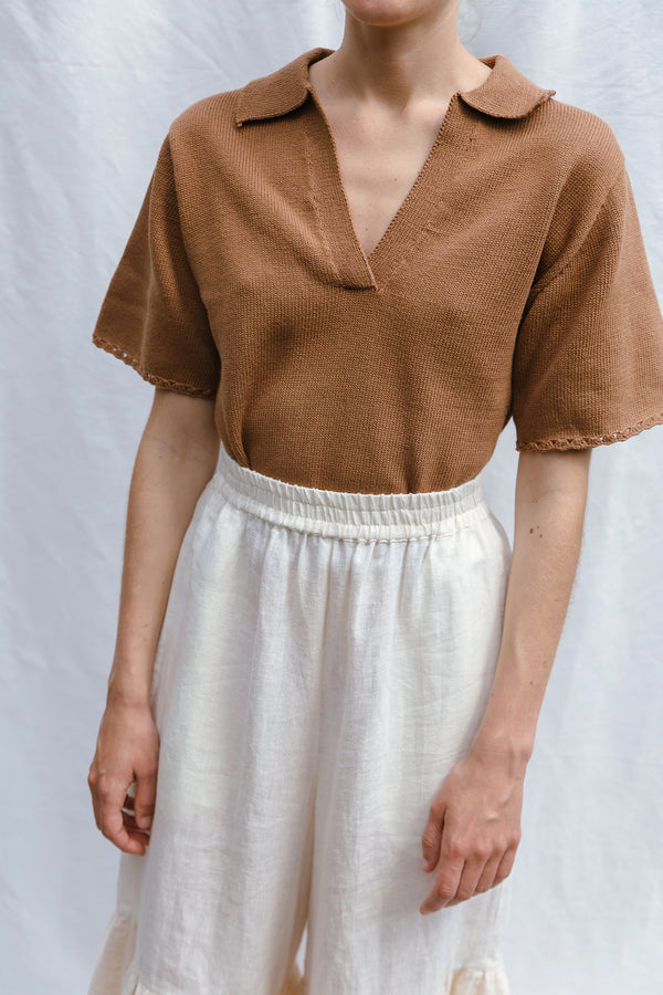 AMBRA top / organic cotton / carob