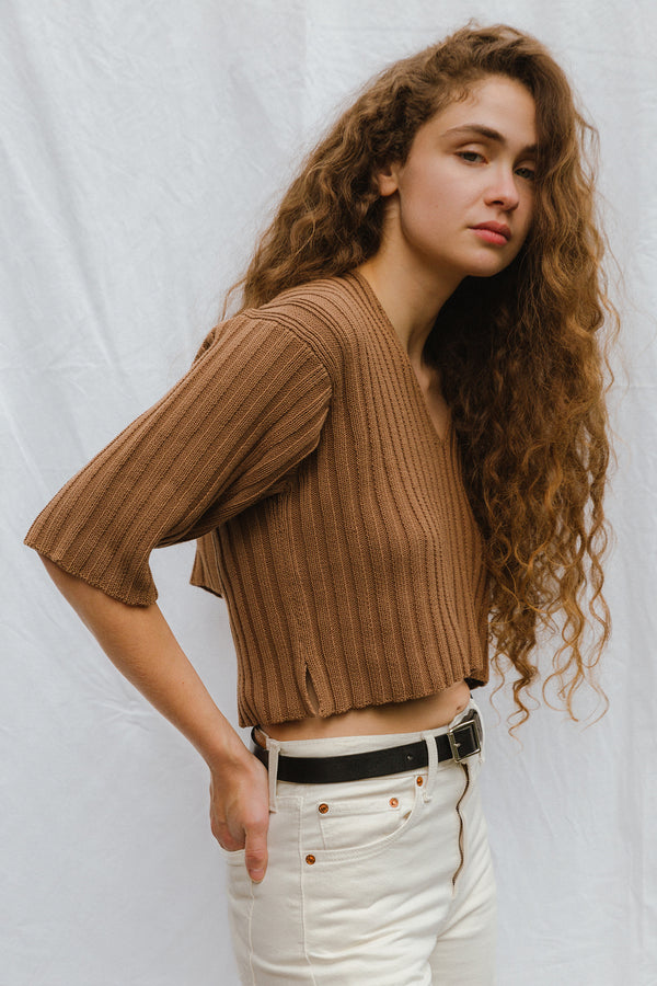 DULCE ribbed top / organic cotton / carob