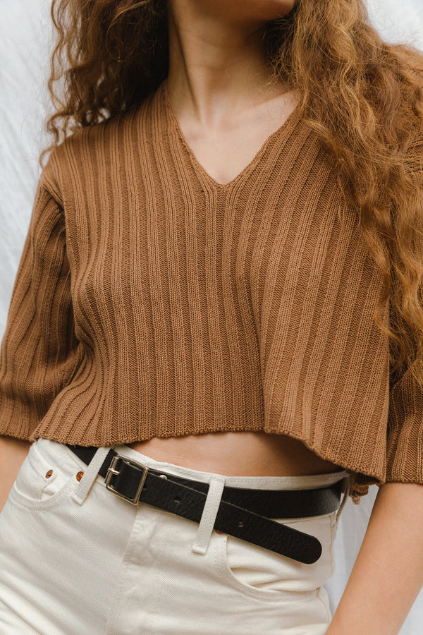 DULCE ribbed top / organic cotton / carob