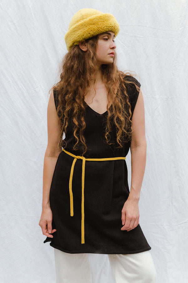 ZULMA fine knit vest dress / organic cotton / black