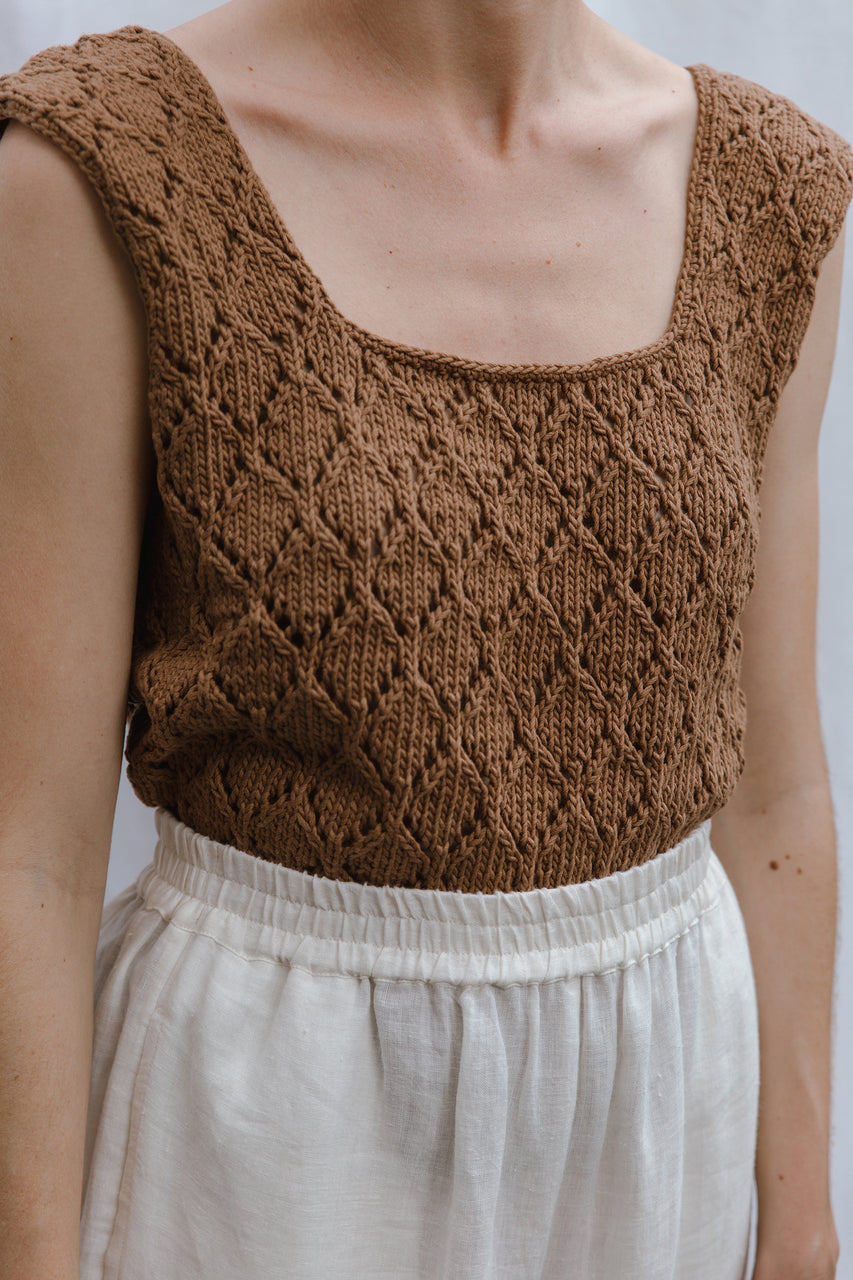 LINA vest / organic cotton / carob