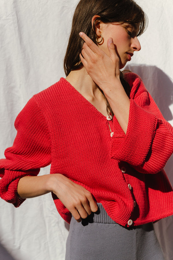PAOLA cardigan / organic cotton / sweet paprika