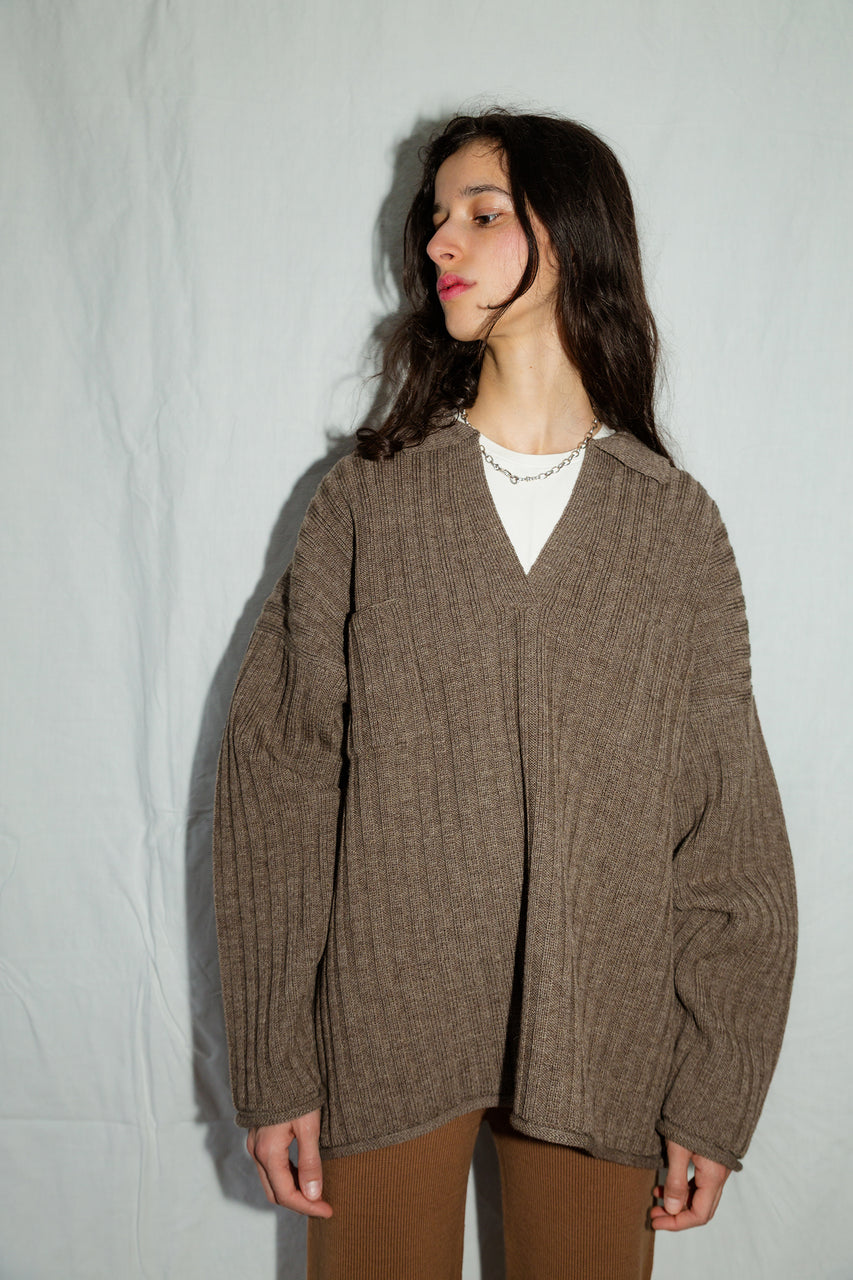 SINCERO ribbed jumper / highland wool / walnut