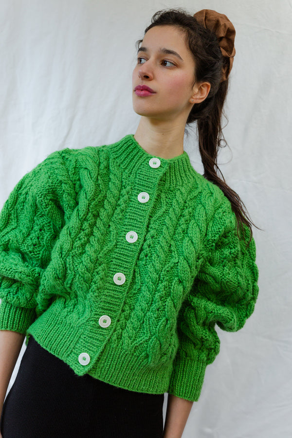 MILAGRO cardigan / highland wool / lemongrass