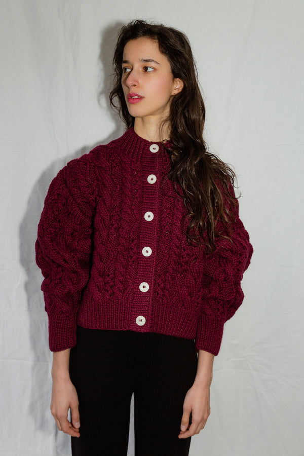 MILAGRO cardigan / highland wool / amarena
