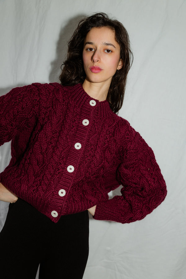 MILAGRO cardigan / highland wool / amarena