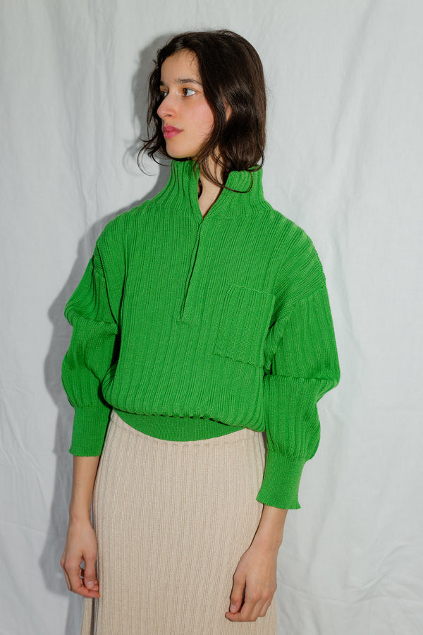 LENNY ribbed jumper / highland wool / lemongrass