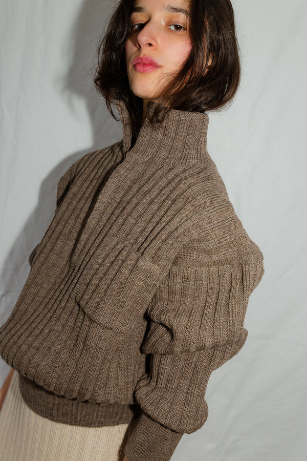 LENNY ribbed jumper / highland wool / walnut