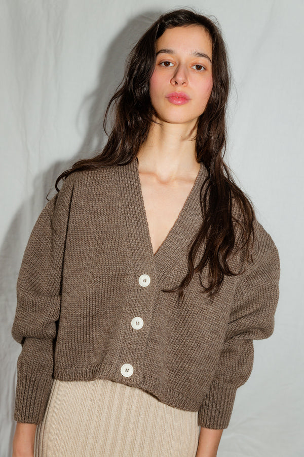 MINI ROSALIA cardigan / highland wool / walnut