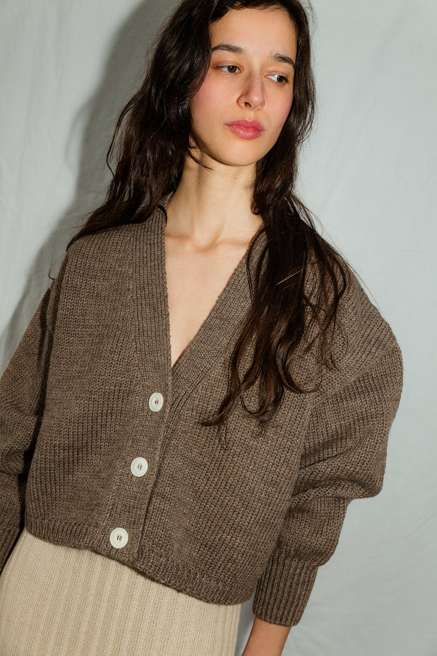 MINI ROSALIA cardigan / highland wool / walnut