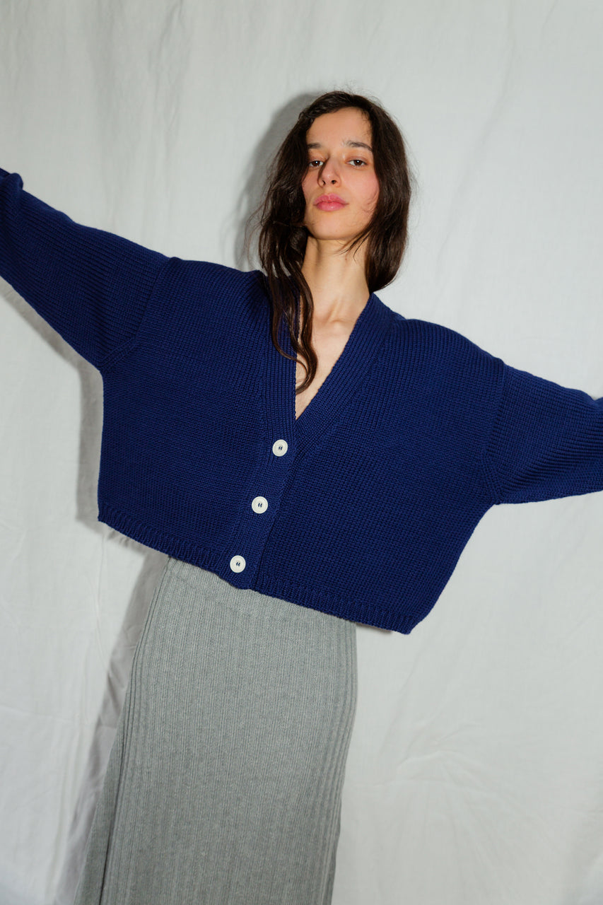 MINI ROSALIA cardigan / highland wool / indigo