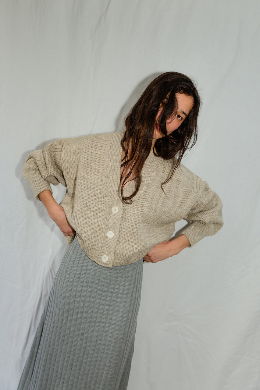 MINI ROSALIA cardigan / highland wool / wild oat