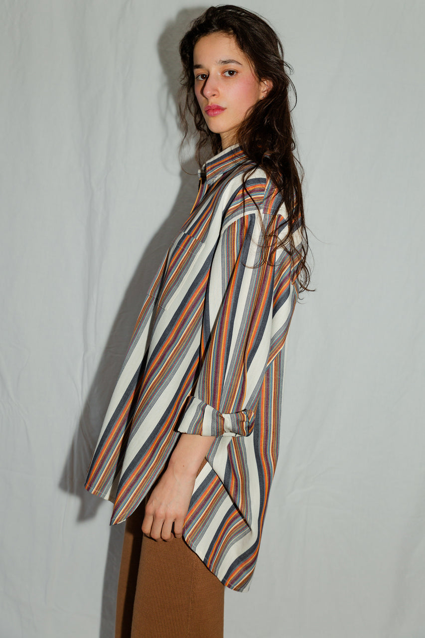 SANTIAGO big shirt / organic indian cotton / 90s stripes