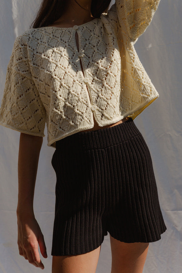 LINA BOLERO mini cardigan / organic cotton / milk