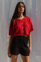 LINA BOLERO mini cardigan / organic cotton / mojo rojo