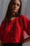 LINA BOLERO mini cardigan / organic cotton / mojo rojo