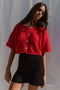 LINA BOLERO mini cardigan / organic cotton / mojo rojo