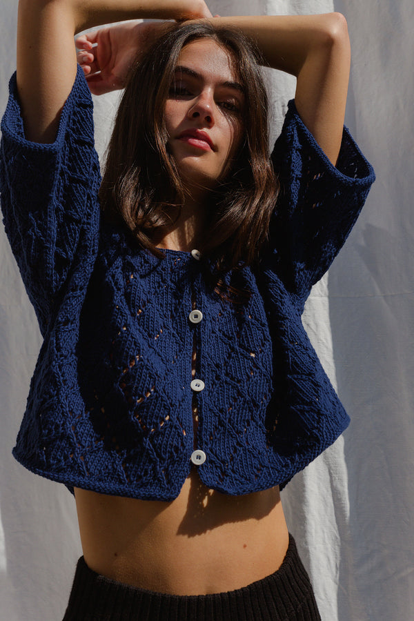 LINA BOLERO mini cardigan / organic cotton / midnight