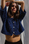 LINA BOLERO mini cardigan / organic cotton / midnight
