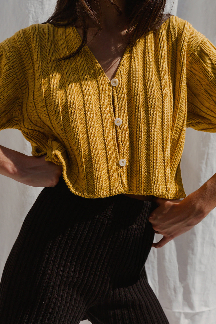 CALI mini cardigan / organic cotton / golden honey