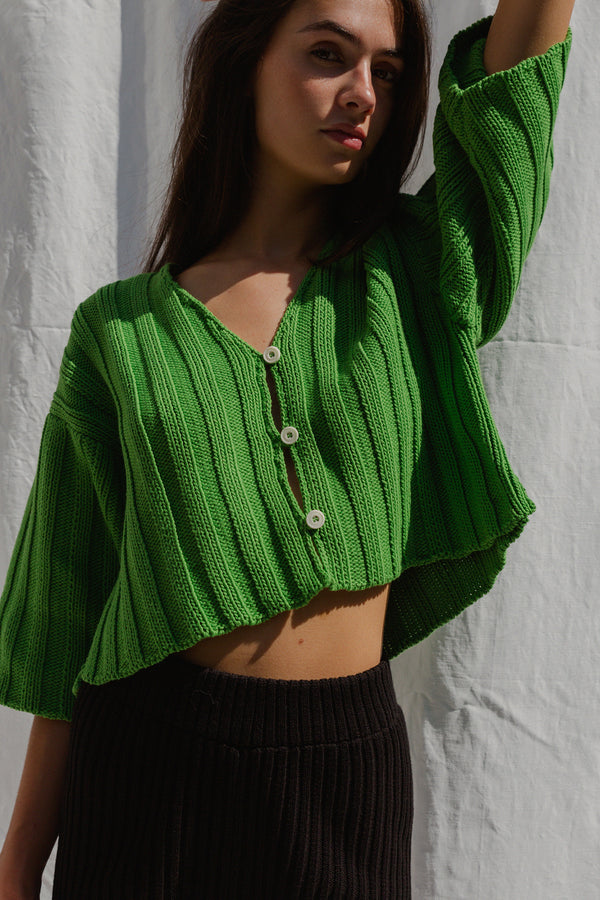 CALI mini cardigan / organic cotton / cilantro