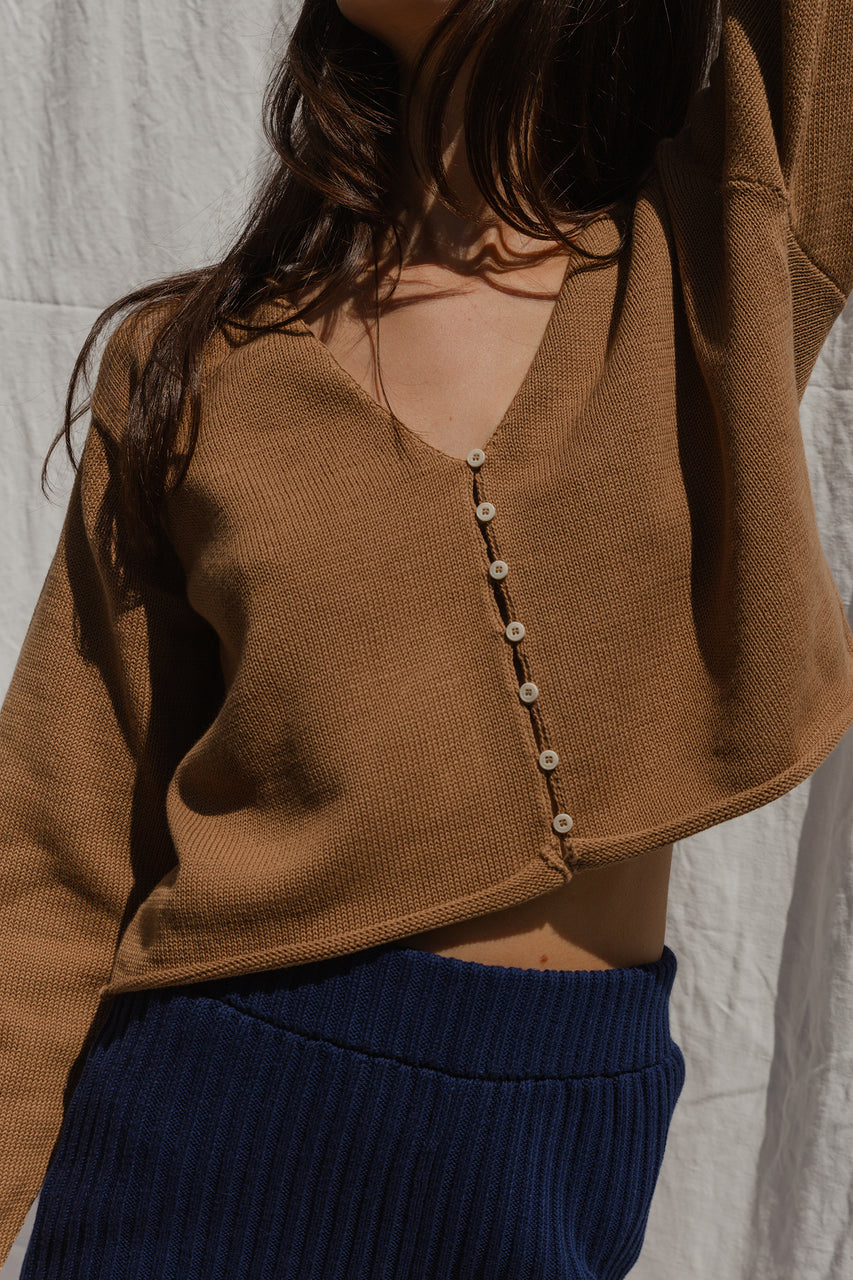 LUCA cardigan / organic cotton / carob