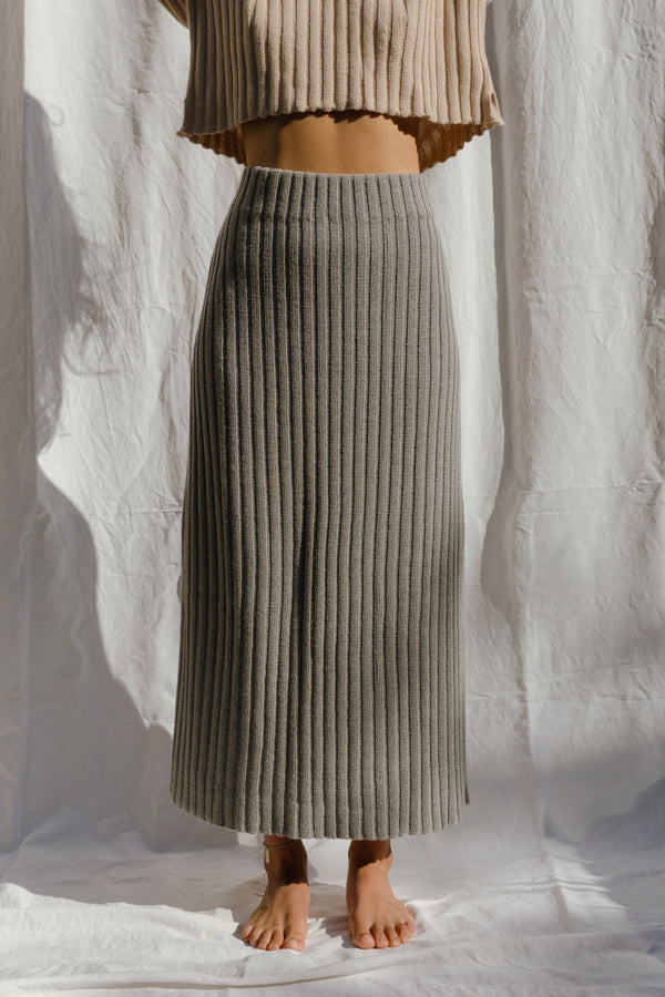 DULCE ribbed skirt / alpaca & recycled PET / piedra