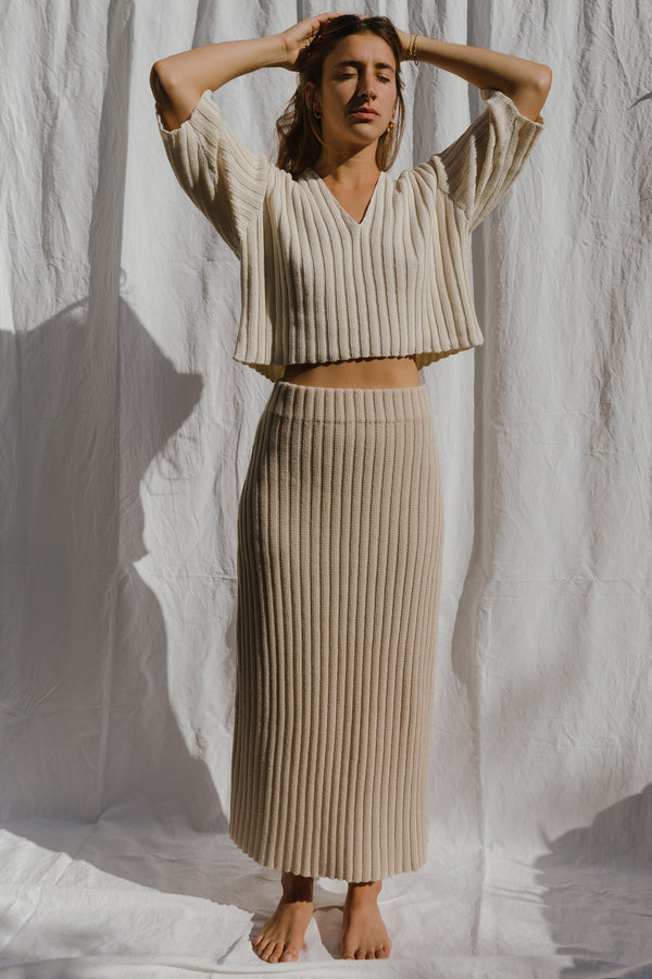 DULCE ribbed skirt / alpaca & recycled PET / crema