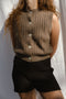 OTTILIA ribbed vest cardigan / highland wool / walnut