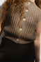 OTTILIA ribbed vest cardigan / highland wool / walnut