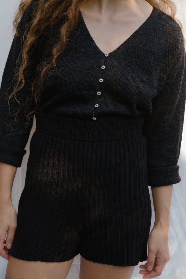 LUCA cardigan / highland wool & alpaca / charcoal