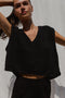 ZULMA vest top / organic cotton boucle / black