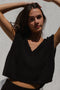 ZULMA vest top / organic cotton boucle / black