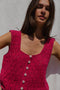 LINA vest cardigan / organic cotton / frambuesa