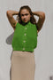 OTTILIA ribbed vest cardigan / highland wool / lemongrass