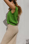 OTTILIA ribbed vest cardigan / highland wool / lemongrass