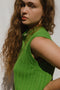 OTTILIA ribbed vest cardigan / highland wool / lemongrass
