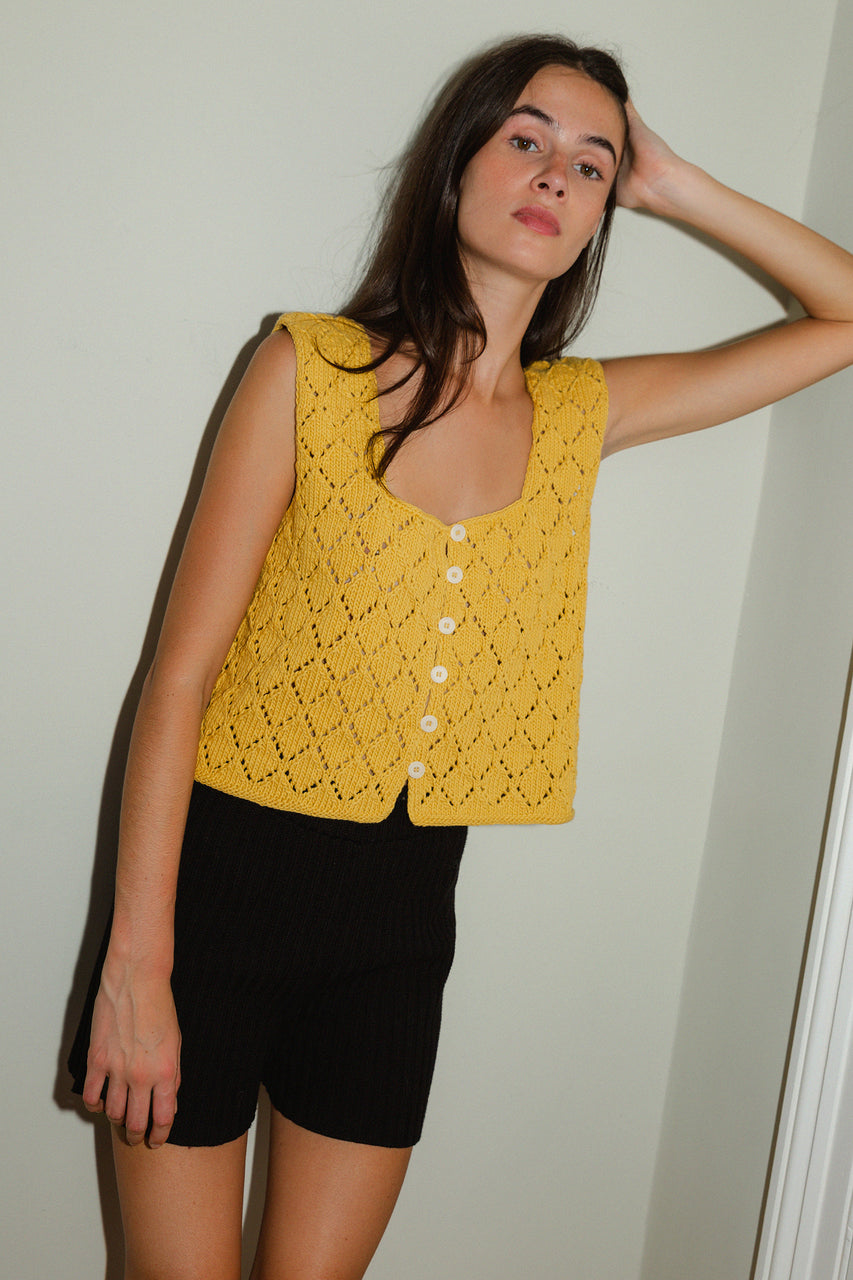 LINA vest cardigan / organic cotton / golden honey