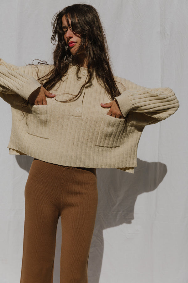 FRANKA ribbed jumper / highland wool / milk