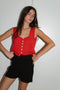 LINA vest cardigan / organic cotton / mojo rojo