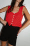 LINA vest cardigan / organic cotton / mojo rojo