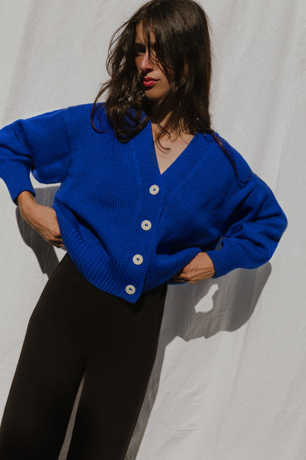 VALERIA cardigan / highland wool / sapphire