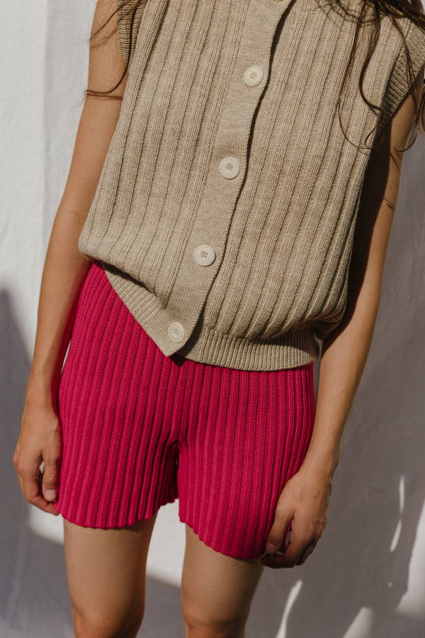 RIO RIBBED shorts / organic cotton / frambuesa
