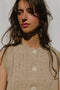 OTTILIA ribbed vest cardigan / highland wool / wild oat