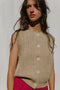 OTTILIA ribbed vest cardigan / highland wool / wild oat