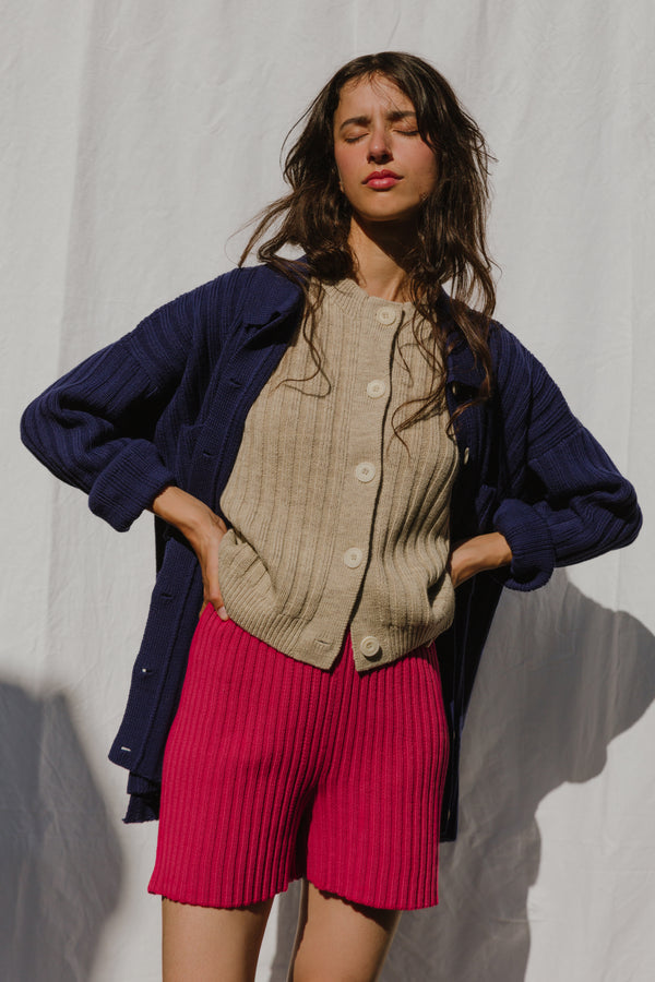 RIO RIBBED shorts / organic cotton / frambuesa